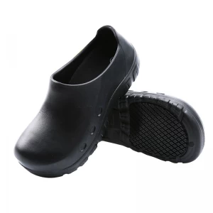 TM3114 Черная противоскользящая водонепроницаемая обувь для шеф-повара из ЭВА со стальным носком, безопасная кухонная обувь