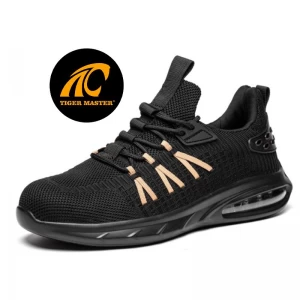 TM3132 Sapatos de segurança esportivos com biqueira de aço com amortecimento de ar antiderrapante para homens leves