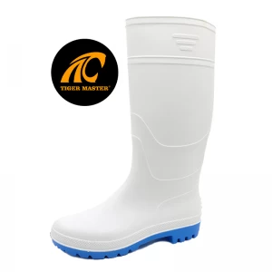 GB01 Waterproof anti slip food industry non safety white pvc rain boots