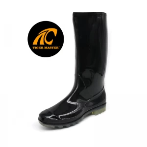 GB04 Stivali da pioggia alti fino al ginocchio in PVC ecologico impermeabile per donna