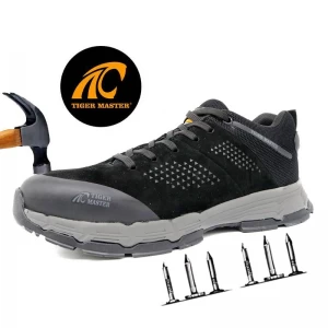 TM284L zapatos de trabajo impermeables con punta de fibra de vidrio de ante negro para evitar perforaciones