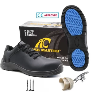 TM084-1 New anti-skid fiberglass toe puncture-proof black kitchen safety shoes