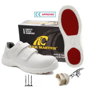 TM083 Zapatos de seguridad de cocina blancos a prueba de pinchazos, antigolpes, súper antideslizantes, para hombres