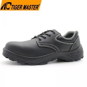 TM010 Zapatos de trabajo de construcción de cuero negro con entornos de acero de acero de acero