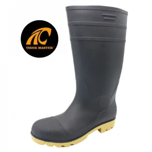 GB42 en acier des orteils à l'épreuve des orteils noirs PVC Bottes de pluie de sécurité pour la construction