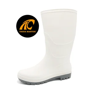 GB01 White Anti-slip Waterproof PVC Rain Boots for Food Industry with Logo