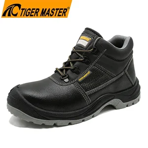 TM3412 EU Steel Toe Anti-puncture Black Leather Industrial Safety Boots for Men