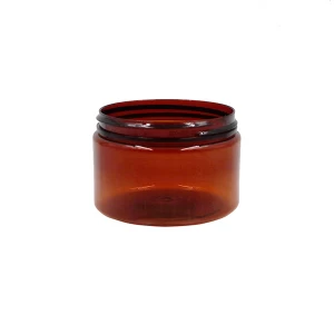 Ronde plastic amberkleurige zalfpot van 120 ml