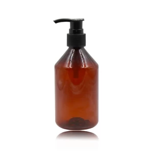 Bottiglia di plastica da 300 ml di shampoo per pompa in PET color ambra