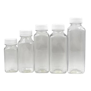 Prázdné čtvercové plastové studené láhve šťávy