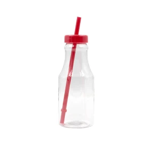 Bottiglia di latte in plastica da 300 ml con cannuccia