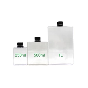 Flache quadratische PETG-Wasserflasche