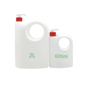 600ML 2L λευκό μπουκάλι αντλίας HDPE με λαβή
