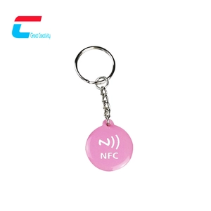 定制批发 NFC 环氧树脂标签钥匙圈社交媒体共享金属环钥匙圈