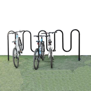 5-Schlaufen-Fahrradabstellplatz für den Außenbereich, Wellen-Fahrradständer aus Karbonstahl
