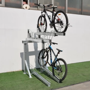 Kommerzielle Kombination Bodenständer 4 Halter Doppelschichten Outdoor-Fahrradständer