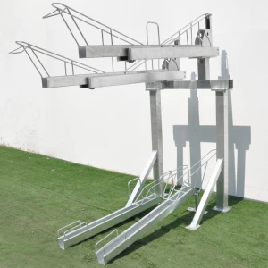 Bodenmontiertes Doppeldeck Langlebiger Werkstatt-Fahrradständer aus Stahl mit mehreren Kapazitäten