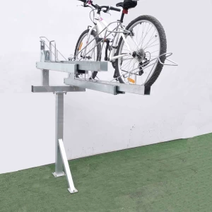 Doppelter Zweidecker-Fahrradpräsentationsständer aus verzinktem Stahl mit mehreren Ebenen