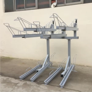 Portabicicletas industrial con recubrimiento en polvo de dos pisos para estacionar 8 bicicletas