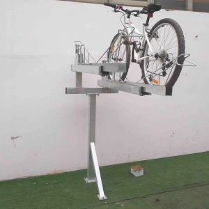 Pulverbeschichteter Doppeldecker-Fahrradständer zum Abstellen von Fahrrädern