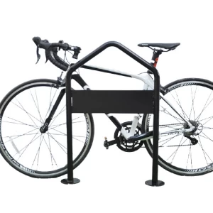 Sistema di parcheggio per biciclette in metallo per esterni con portabici da pavimento singolo a due lati