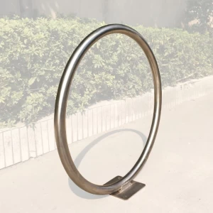 Stainless Steel Circle Double O Ring 2-Bike Display Stand a Base for Bicycle Parking Rack