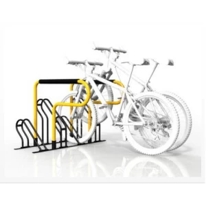 Aparcabicicletas amarillo y negro para 6 bicicletas