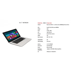 2016 notebook OEM mais recente de 14,1 polegadas 2 GB 32 GB Intel Quad Core 1366 × 768 Windows 10 laptop