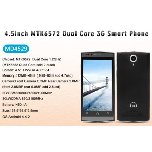 34.5USD niskiej ceny Smart Phone 4.5inch 512MB 4GB 854 * 480 2.0MP aparat z telefonu komórkowego MD4529