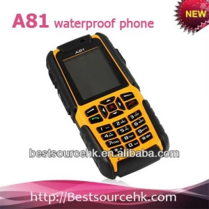 IP67 doble tarjeta SIM A81 teléfono resistente al agua resistente IP 67 a prueba de polvo a prueba de choques a prueba de agua con la antorcha FM Bluetooth