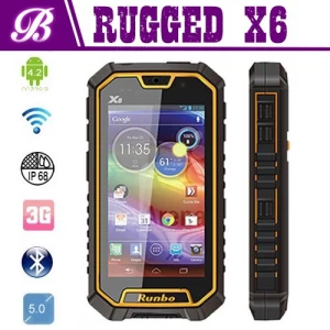 4.2 cellule Runbo X6 SmartPhone robuste IP68 MTK6589T Quad Core téléphone Android 5 pouces 13 mégapixels