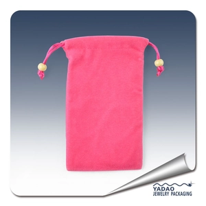 High quality soft and Pink fine jewelry suede pouch bag with drawstring for jewelry store