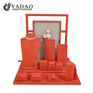 Orange color tassel decoration display microfiber jewelry display set