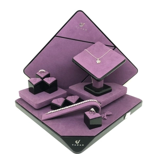 Purple props diamond-shaped microfiber wrapped jewelry store counter display