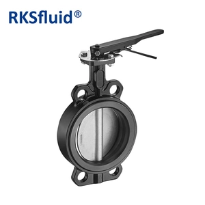 RKSfluid SS316 Flanged Butterfly Valve 4 Inch DN400 Resilient Seat Wafer Type Butterfly Valve Price with Hand Lever