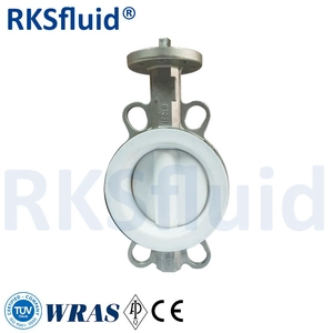 Telfon lining lined PFA PTFE BFV butter valve lined fluorous butterfly valve
