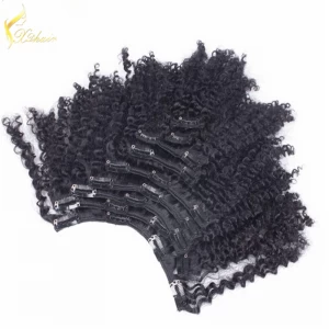 China 100% Brazilian Virgin 6a Grade Remy Human Hair Afro Kinky Curly Clip In Hair Extensions Clip Ins Weave fabrikant