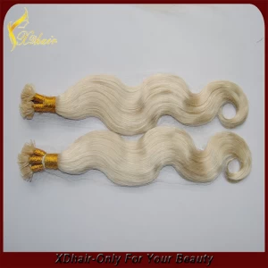 China 100% cabelo humano Plano Dica Hair Extension Grade 5A onda do corpo de Pré-ligado Atacado Hair Extension fabricante