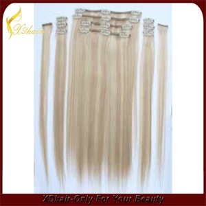 An tSín 100% Human Hair Tangle Free Virgin Full Head Clip In Hair Extension déantóir