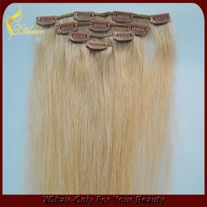 中国 人間の髪の拡張機能では、100％バージンレミーヘアストレート工場価格クリップ メーカー