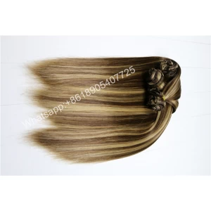 An tSín 100% Wholesale Remy Double Drawn Top quality remy clip in hair extension 220 grams déantóir
