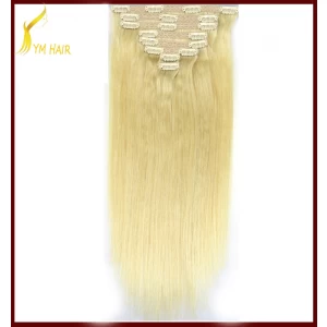 Cina 100% european human hair full head straight clip in remy hair extensions 7 piece produttore
