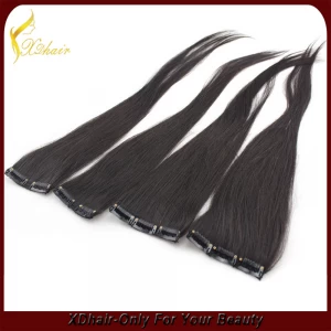 China 100% clipe de extensão do cabelo humano em barato 7piece cabelo preço por extensão do cabelo definido fabricante