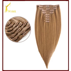 中国 100% human hair full head virgin brazilian hair clip ins 制造商