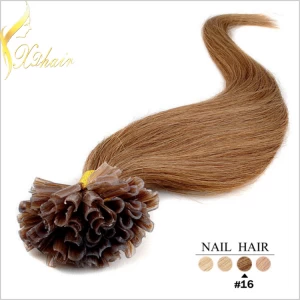 중국 100 keratin tip human hair extension u tip v tip pre-bonded nail hair 제조업체