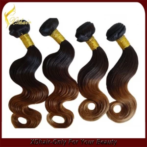 porcelana 100% remy human ombre color body wave hair weft hair weave fabricante