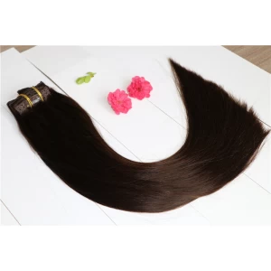 China 10A Grade Double Drawn Thick Ends Unprocessed Brazilian virgin Human Hair clip in hair extension fabricante