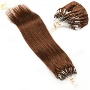 Chine 12"-24" Loops Micro Rings Beads Tipped Virgin Human Hair Extensions 1g/stand Peruvian Silky Straight Micro Ring Hair fabricant