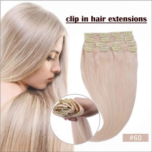 中国 12"-30" Full cuticle unprocessed Clip in human hair extension brazilian virgin Hair , human clip in hair extension メーカー