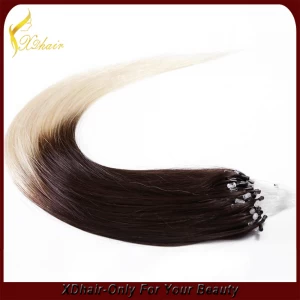 China 12 "-32" laço anel duas cores tom Extensions 6A Remy Hair Micro cabelo Natural fabricante